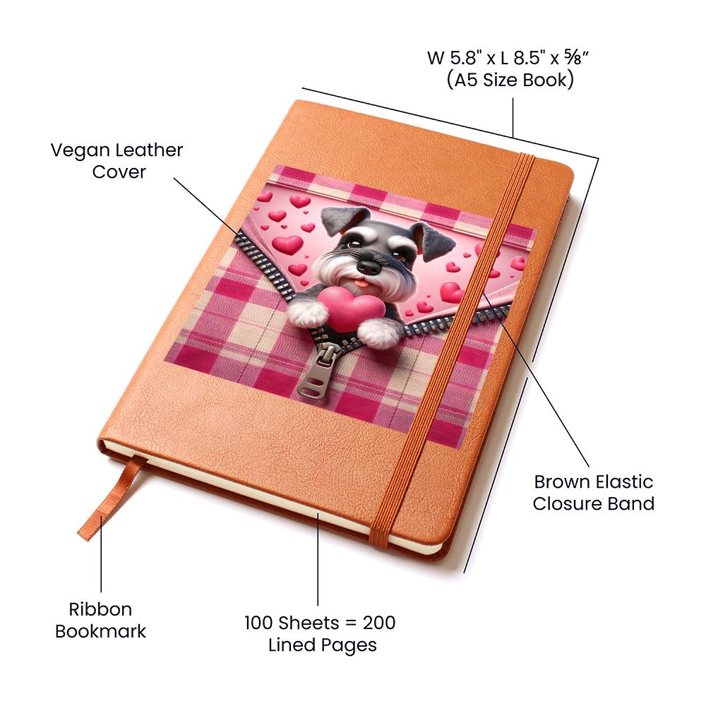 Valentine's Day Dog And Zipper 030 - Vegan Leather Journal