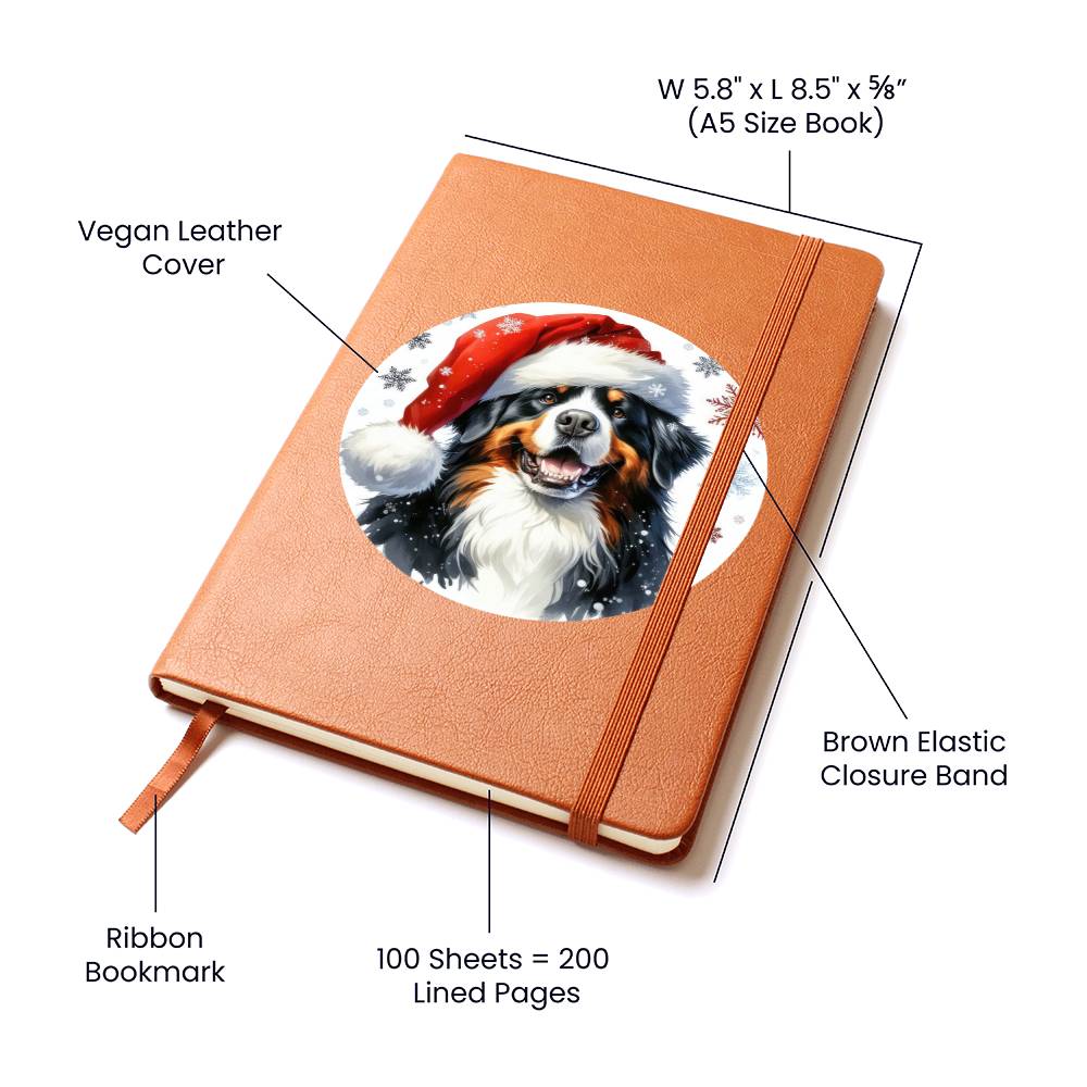 Christmas Dog - Bernese Mountain Dog - Vegan Leather Journal