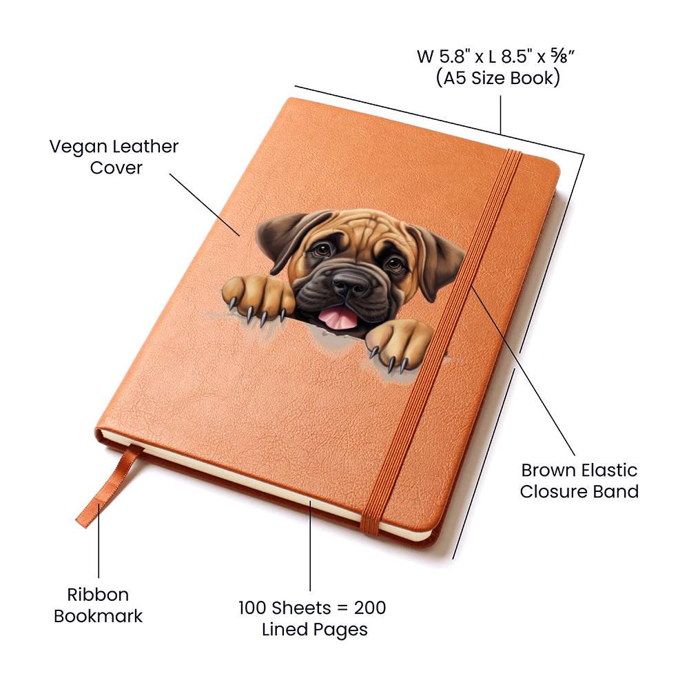 Mastiff Peeking - Vegan Leather Journal