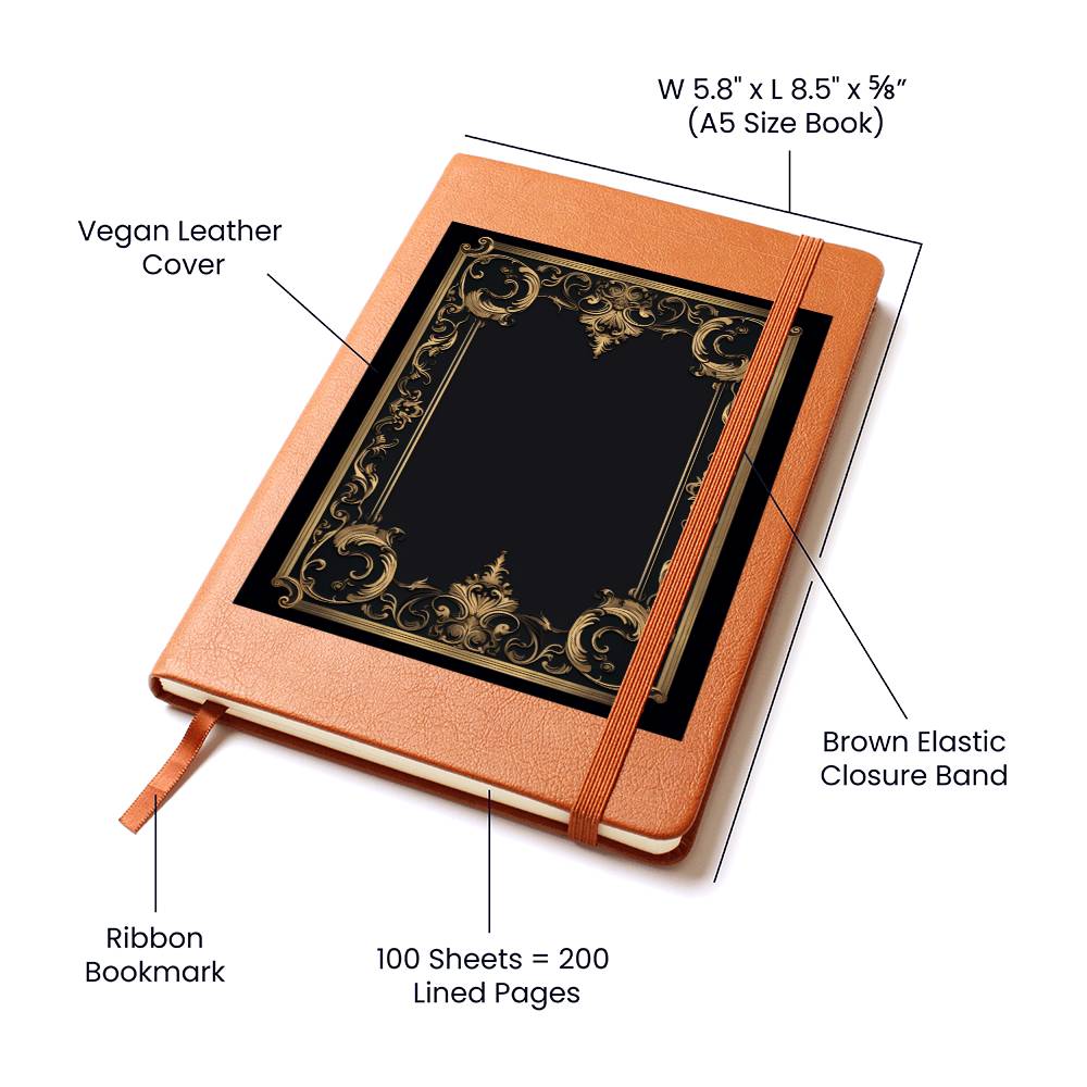 Ornate Gold Cover 077 - Vegan Leather Journal