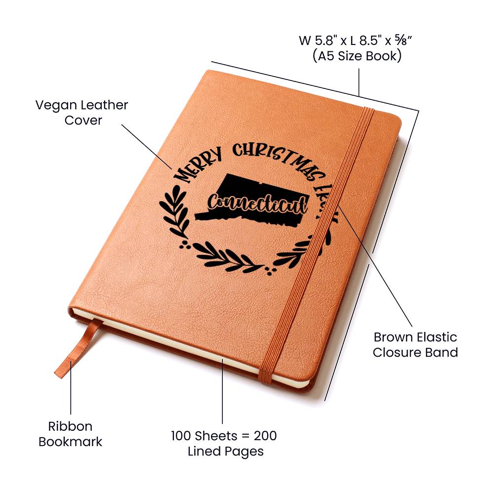 Merry Christmas From Connecticut - Vegan Leather Journal