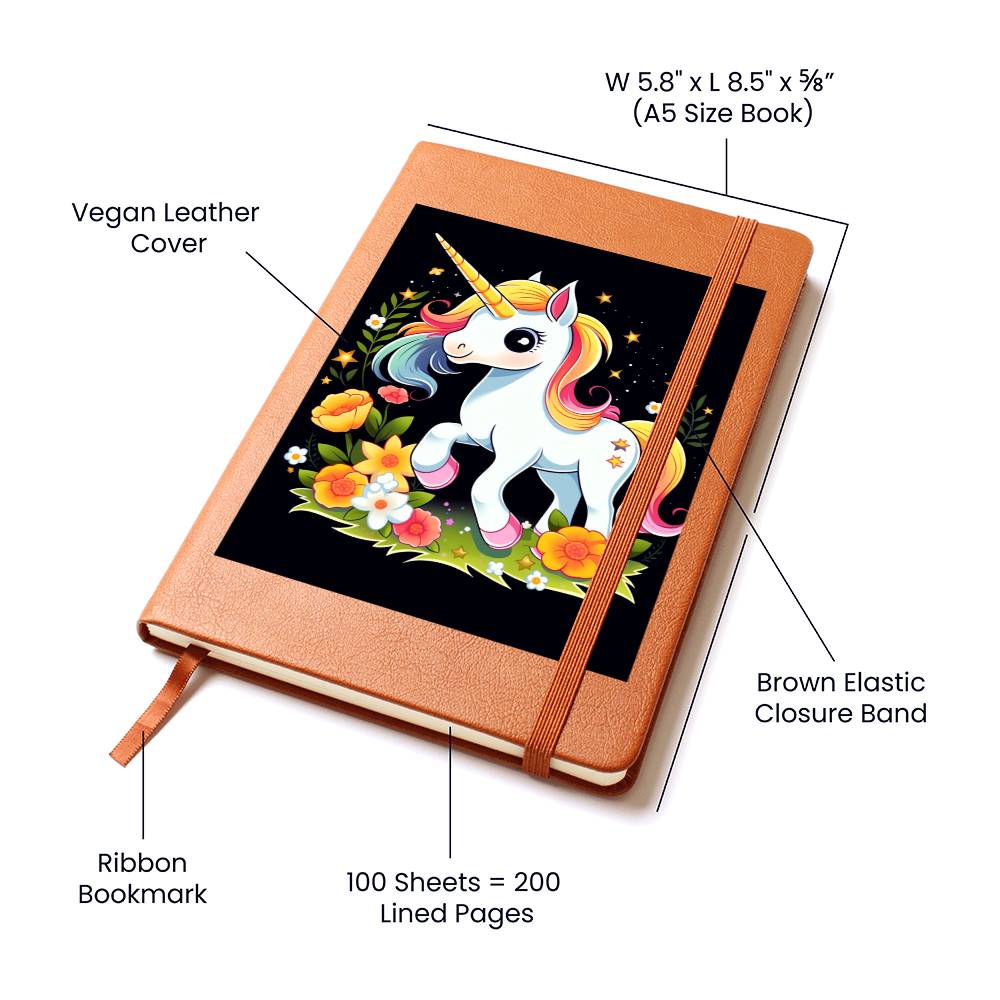 Cute Unicorn 102 - Vegan Leather Journal