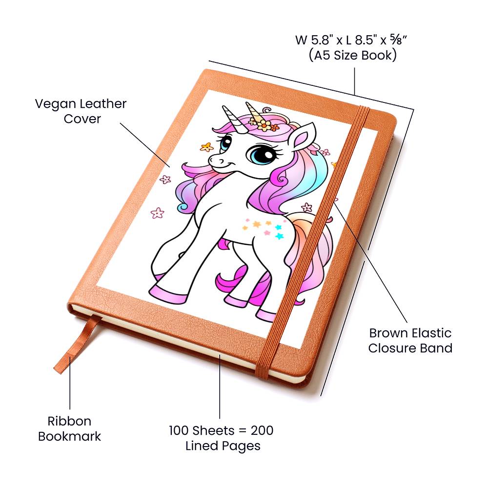 Cute Unicorn 066 - Vegan Leather Journal