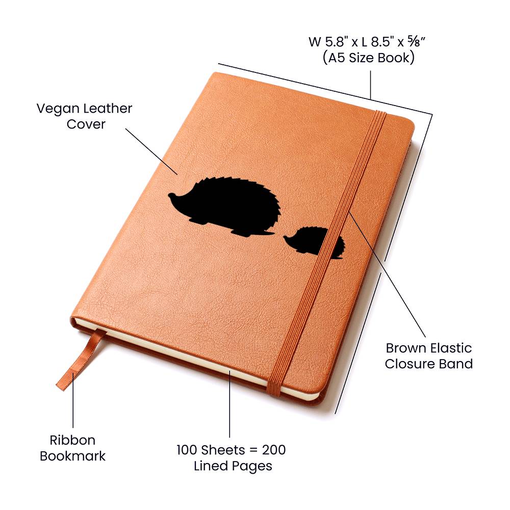 Mama Hedgehog With 1 Hoglet - Vegan Leather Journal