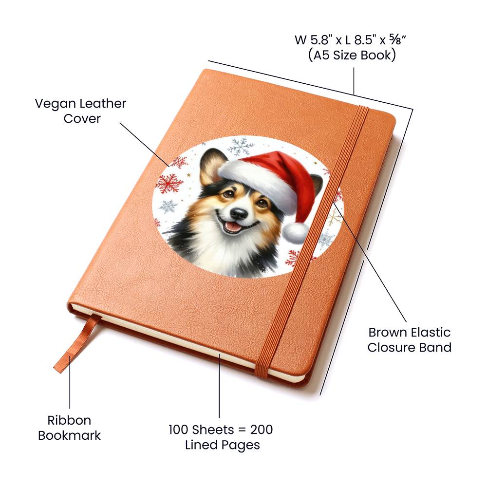 Christmas Dog - Cardigan Welsh Corgi - Vegan Leather Journal