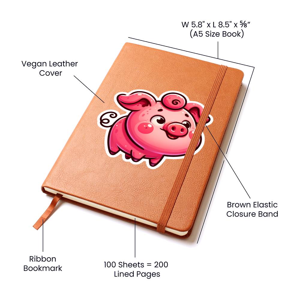 Cute Pig sticker 126 - Vegan Leather Journal