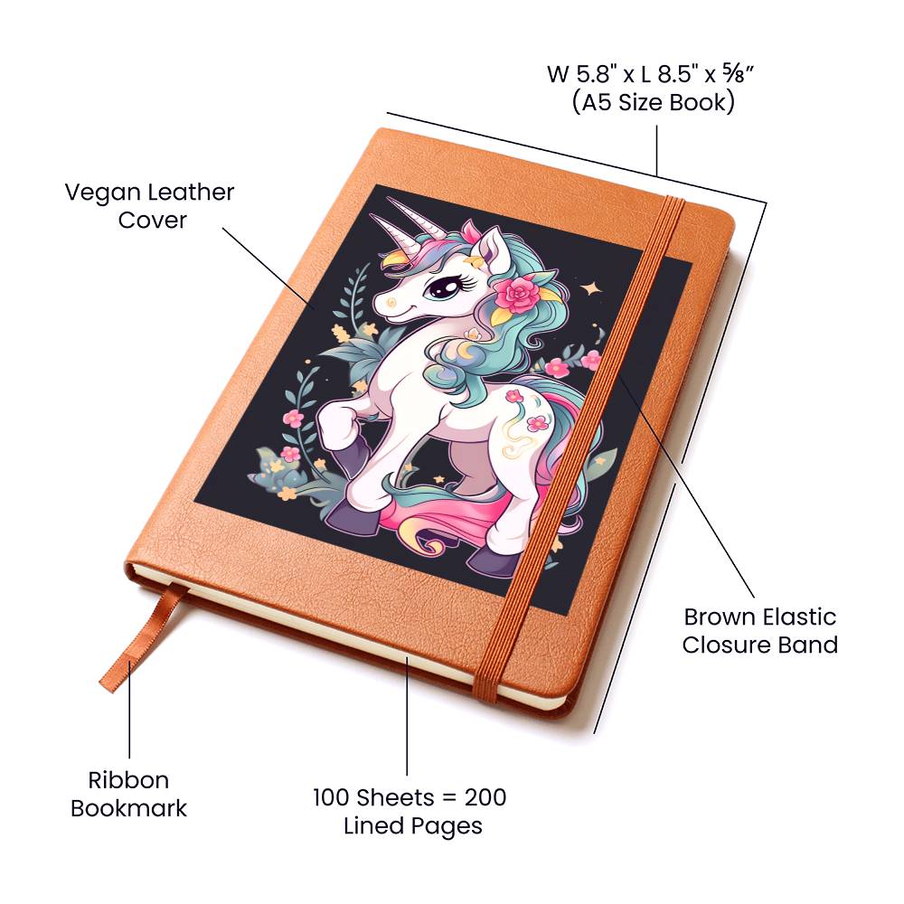 Cute Unicorn 081 - Vegan Leather Journal