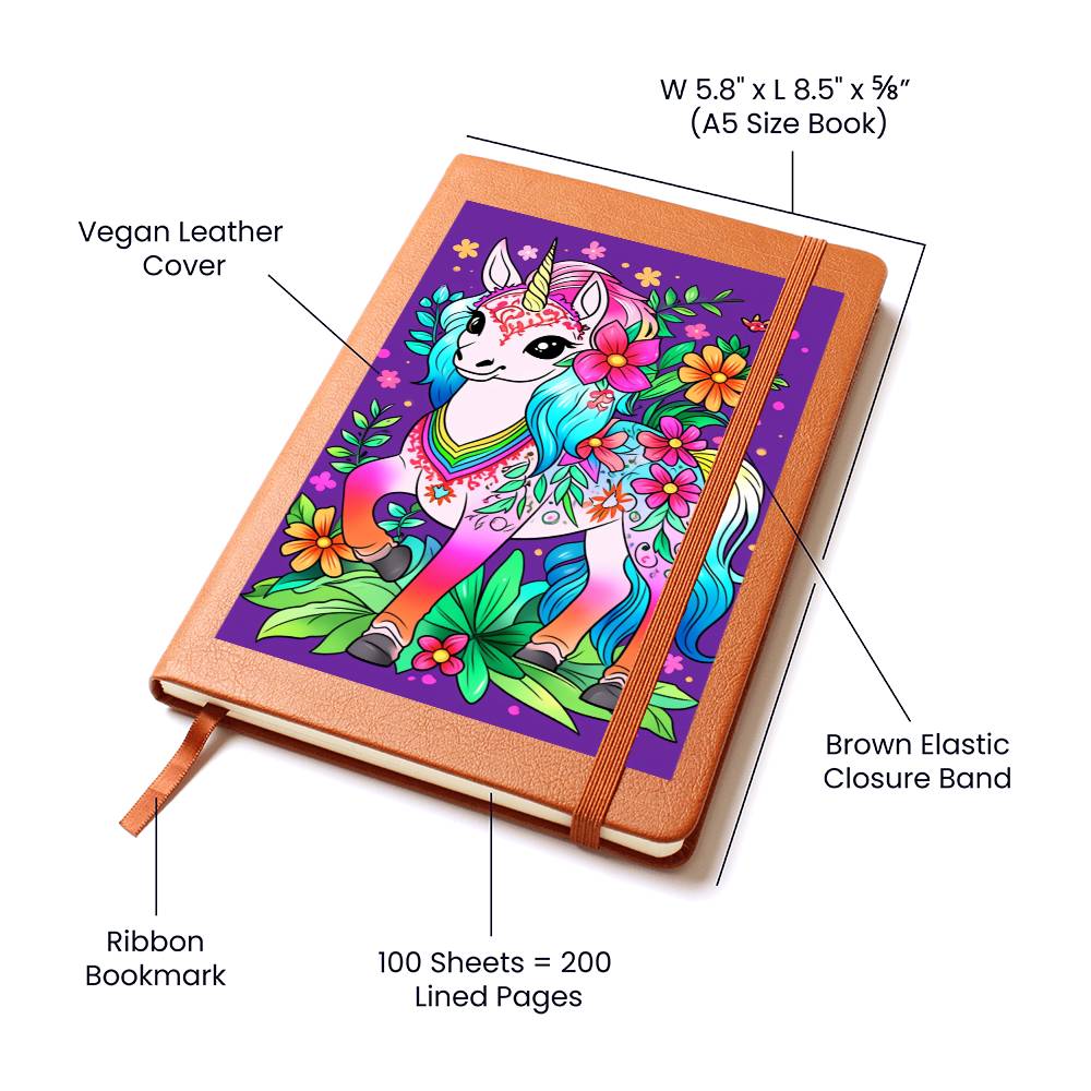 Cute Unicorn 030 - Vegan Leather Journal