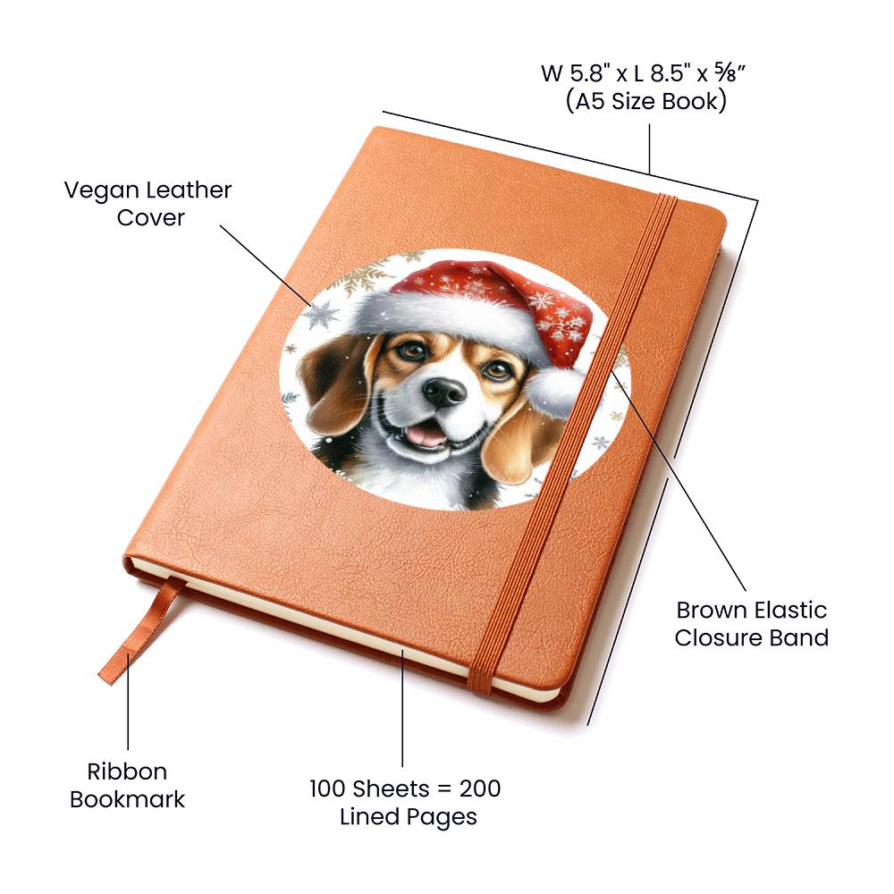 Christmas Dog - Beagle - Vegan Leather Journal