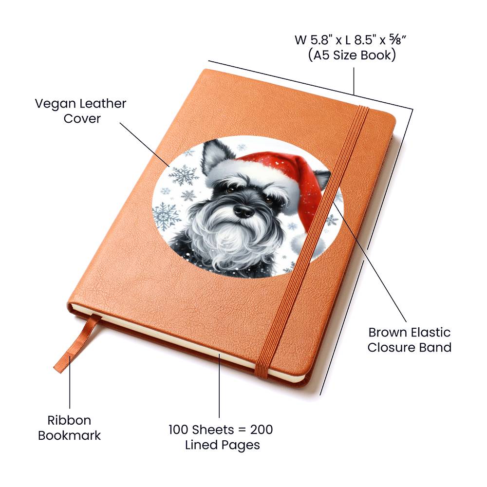 Christmas Dog - Miniature Schnauzer - Vegan Leather Journal