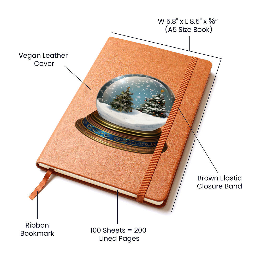 Watercolor Christmas Snow Globe 039 - Vegan Leather Journal