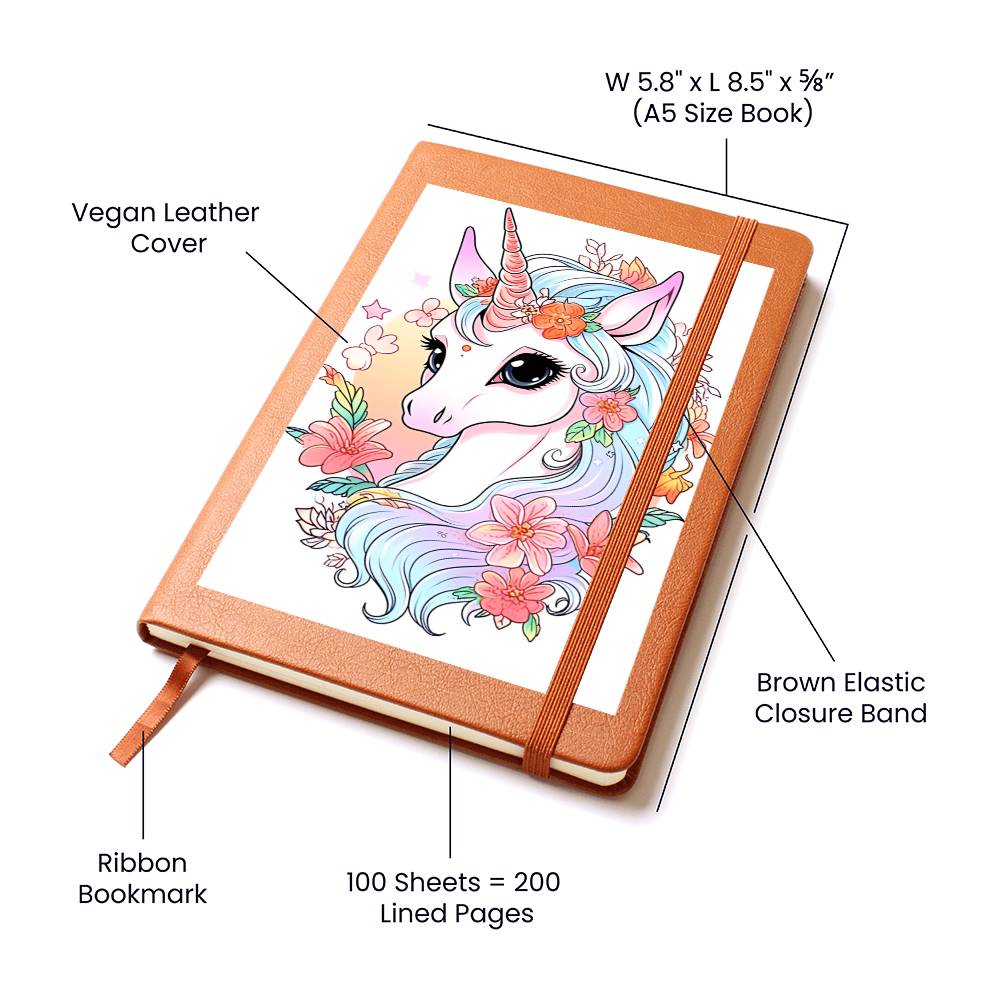Cute Unicorn 097 - Vegan Leather Journal