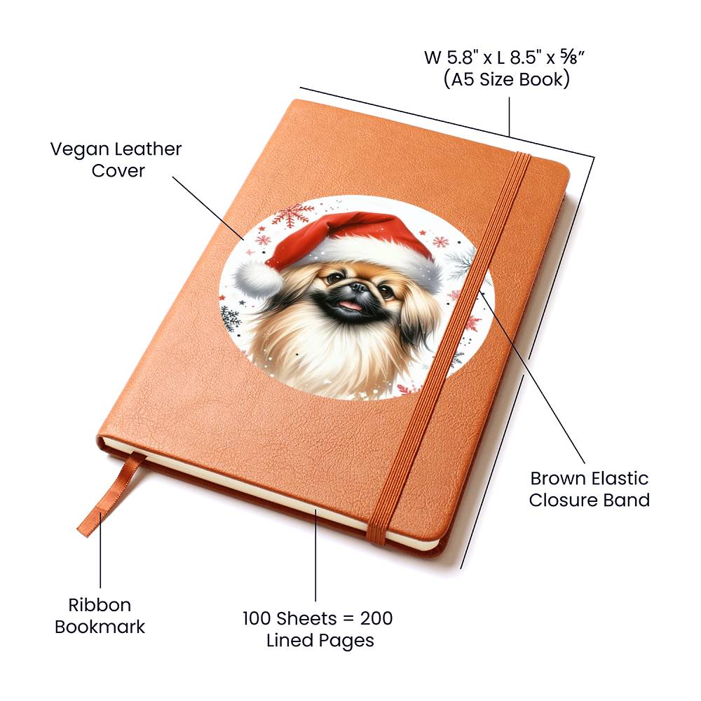 Christmas Dog - Pekingese - Vegan Leather Journal