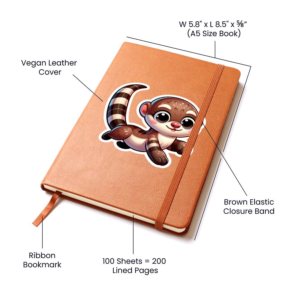 Cute Mongoose sticker 93 - Vegan Leather Journal