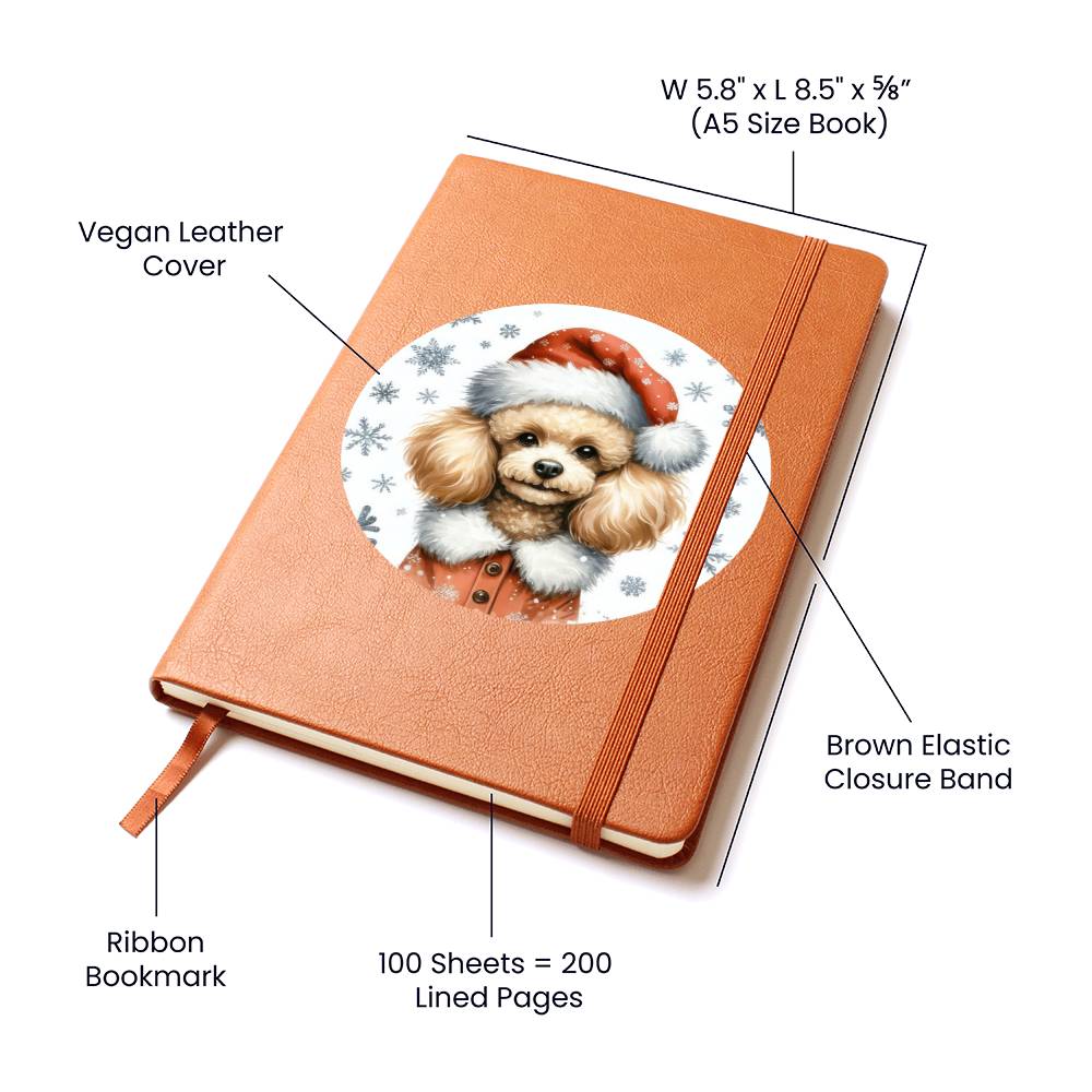 Christmas Dog - Toy Poodle - Vegan Leather Journal