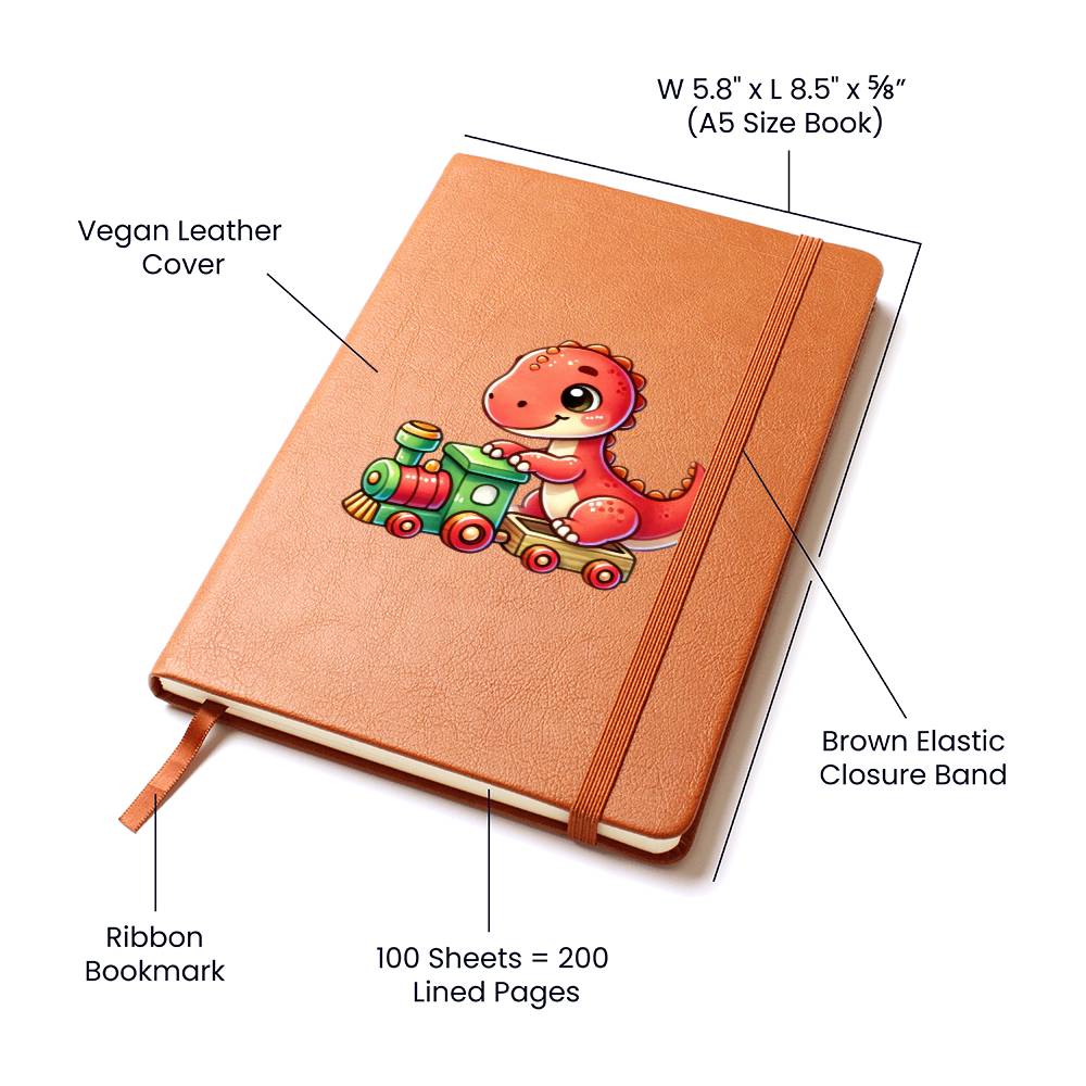 Colorful Baby Dinosaur 092 - Vegan Leather Journal