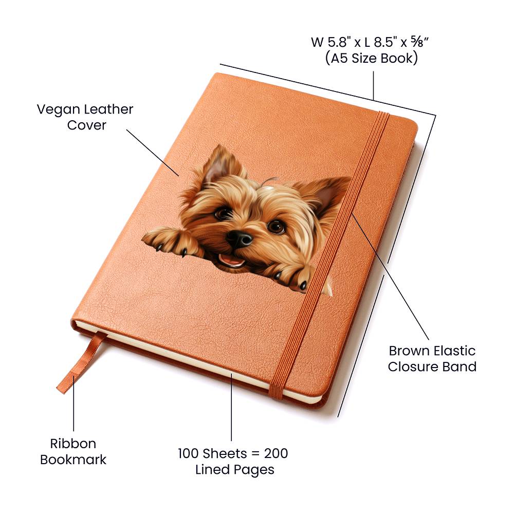 Silky Terrier Peeking - Vegan Leather Journal