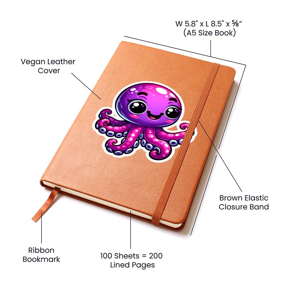 Cute Octopus sticker 105 - Vegan Leather Journal
