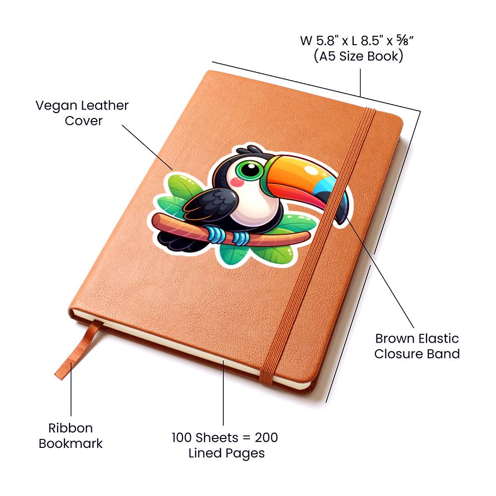 Cute Toucan sticker  196 - Vegan Leather Journal