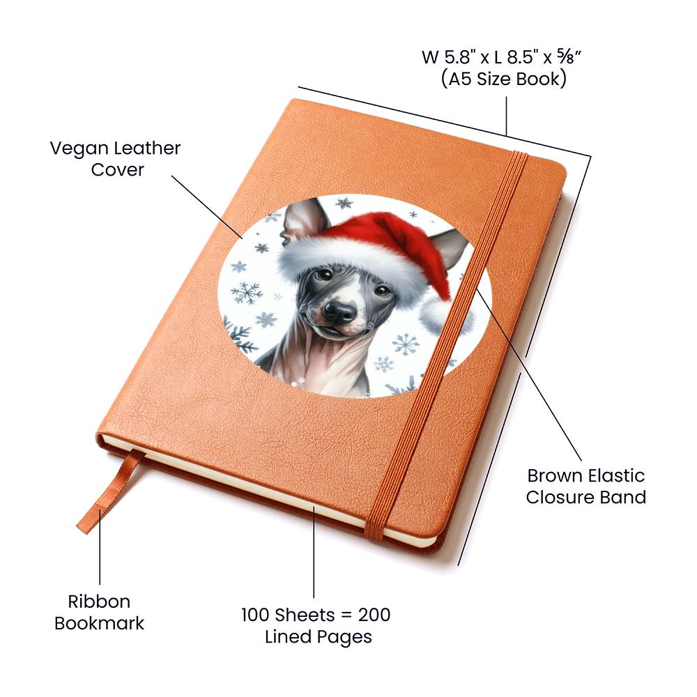 Christmas Dog - American Hairless Terrier - Vegan Leather Journal