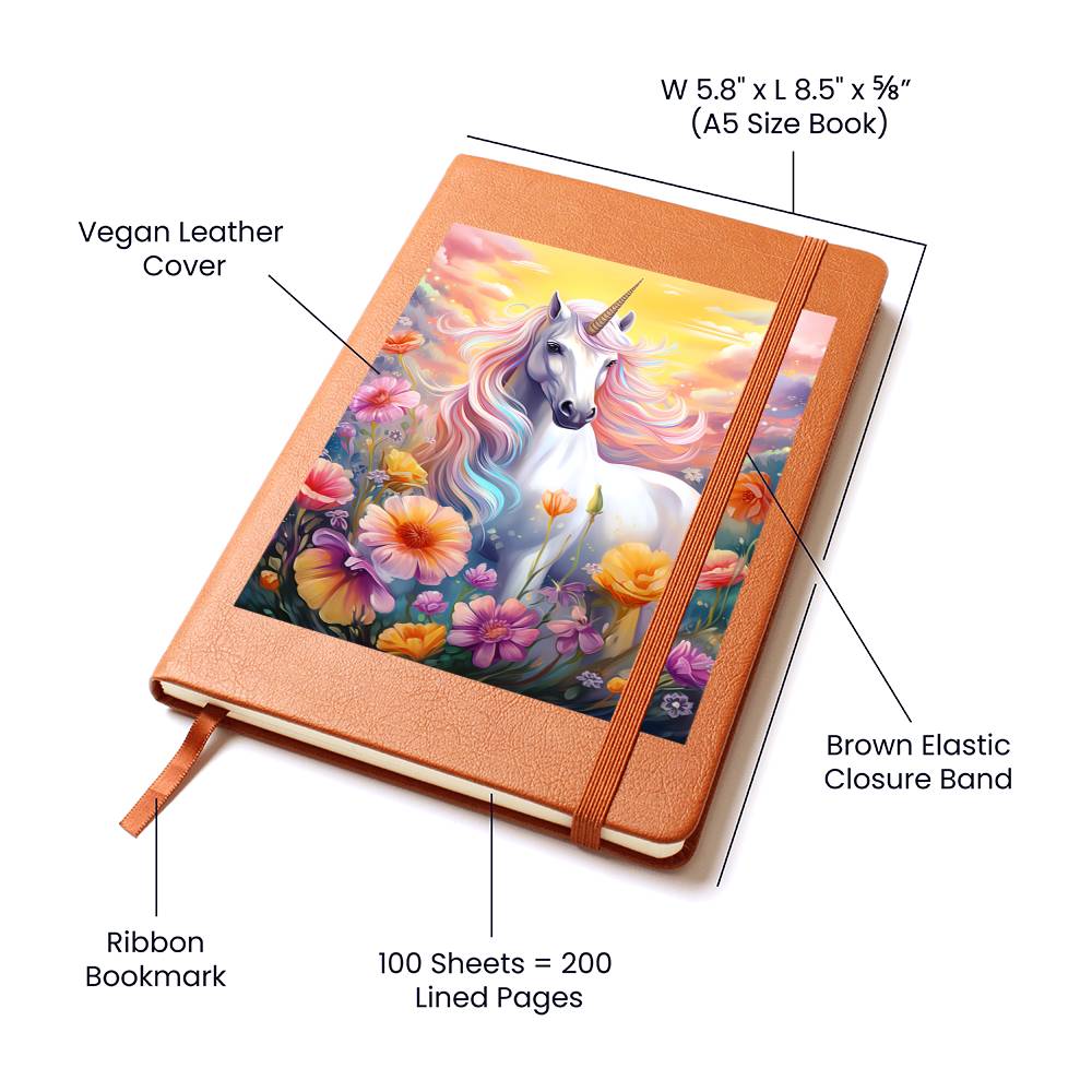 Cute Unicorn 041 - Vegan Leather Journal