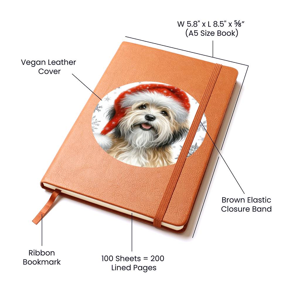 Christmas Dog - Dandie Dinmont Terrier - Vegan Leather Journal