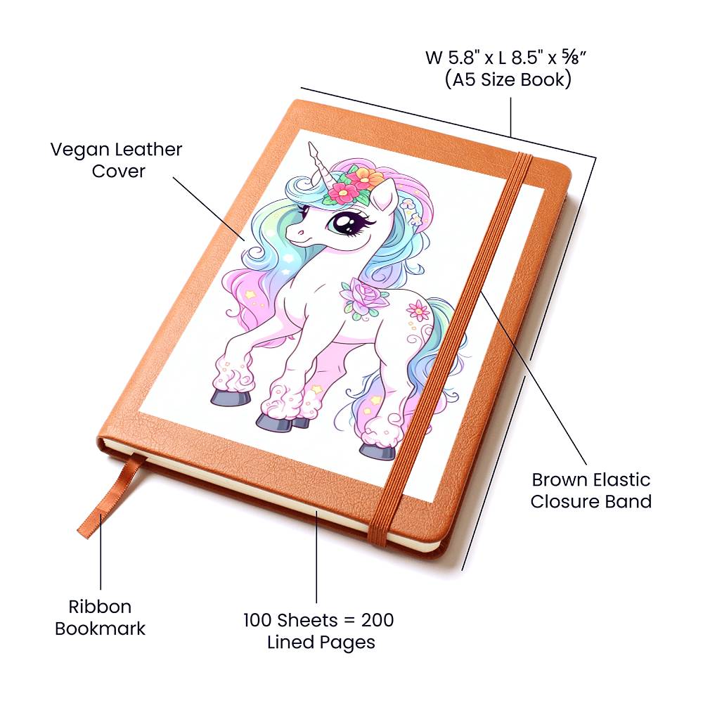 Cute Unicorn 096 - Vegan Leather Journal