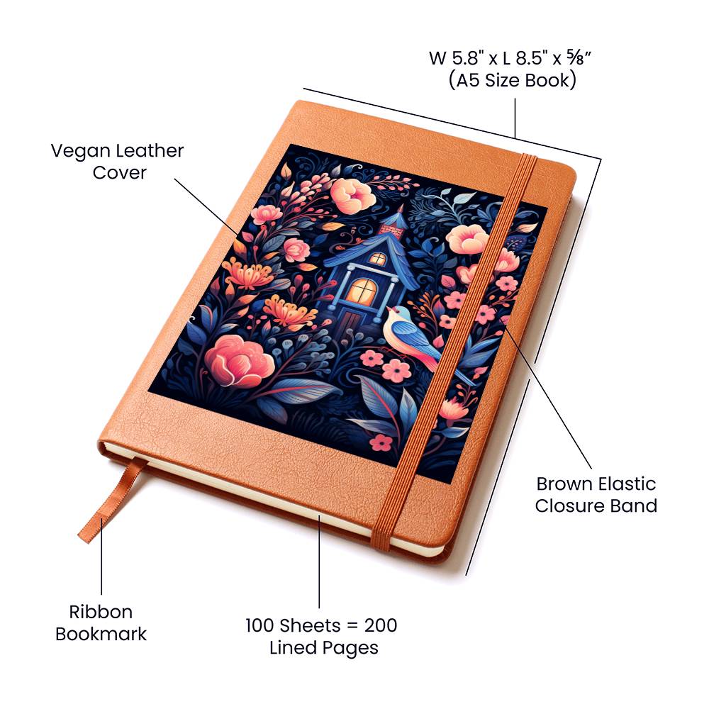Birds And Floral Design 169 - Vegan Leather Journal