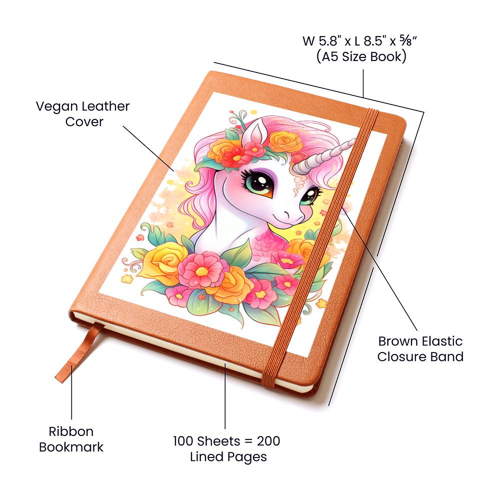 Cute Unicorn 107 - Vegan Leather Journal