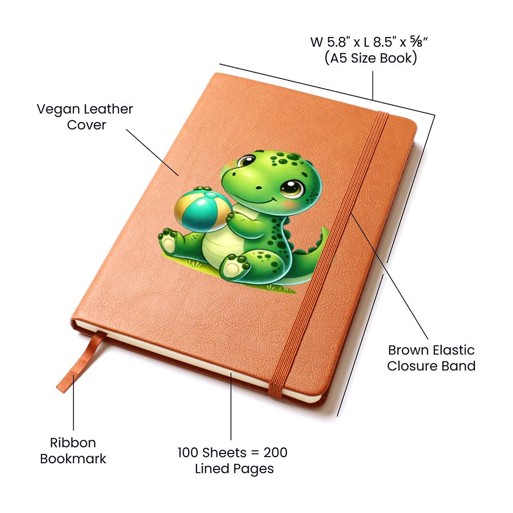 Colorful Baby Dinosaur 071 - Vegan Leather Journal