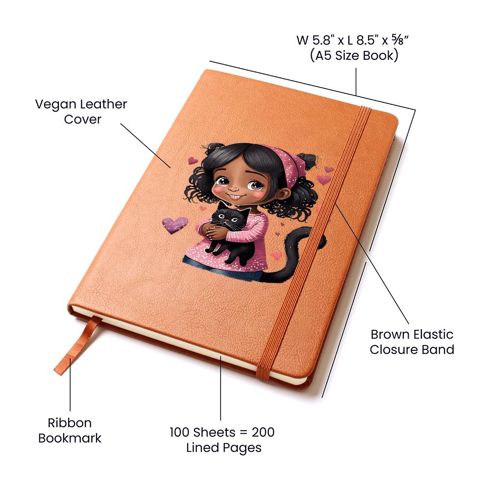 Valentine's Day Black Cat 023 - Vegan Leather Journal