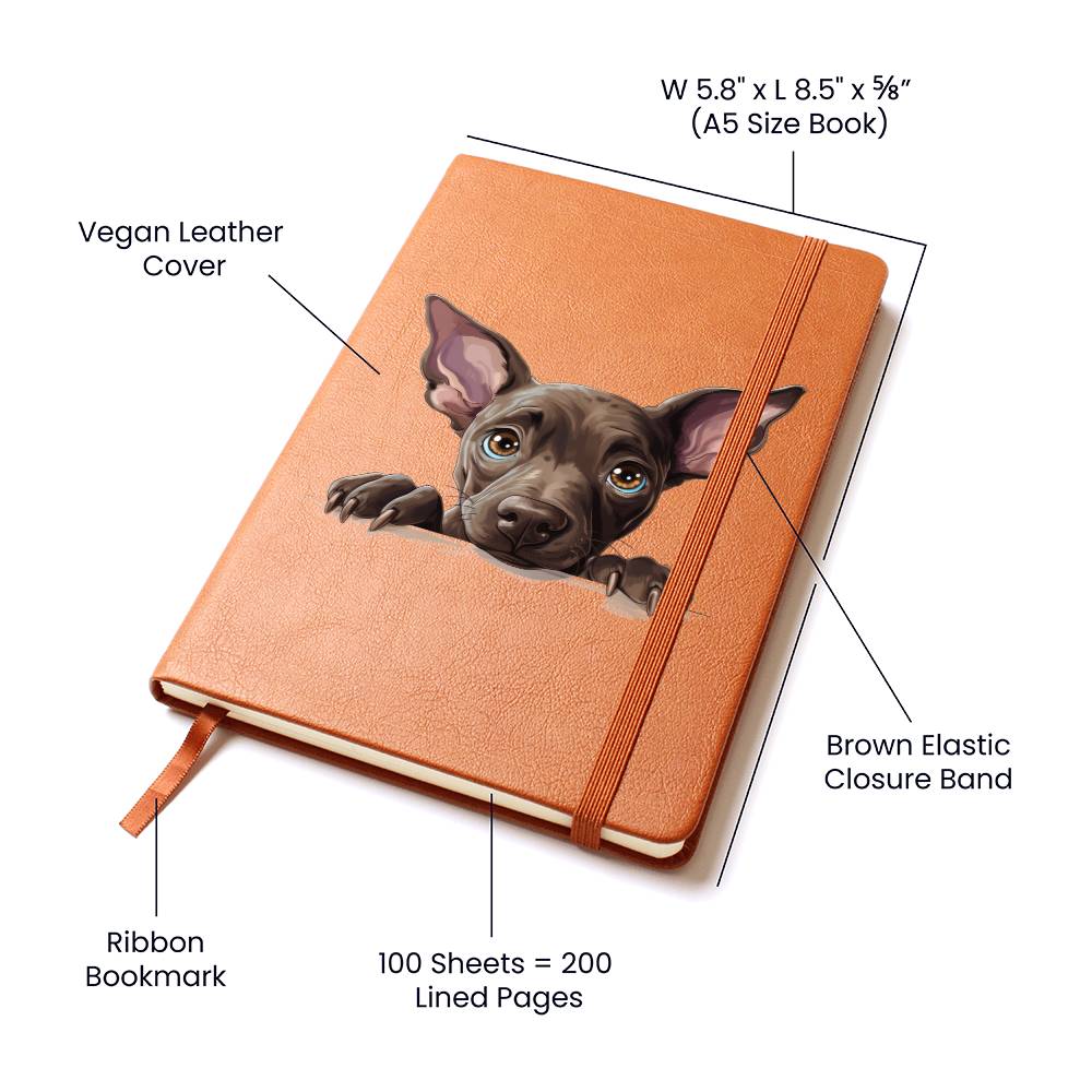 Xoloitzcuintli Peeking - Vegan Leather Journal