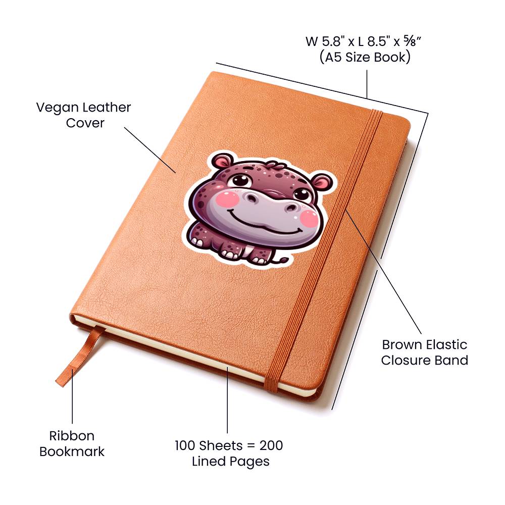 Cute Pygmy hippopotamus sticker 134 - Vegan Leather Journal