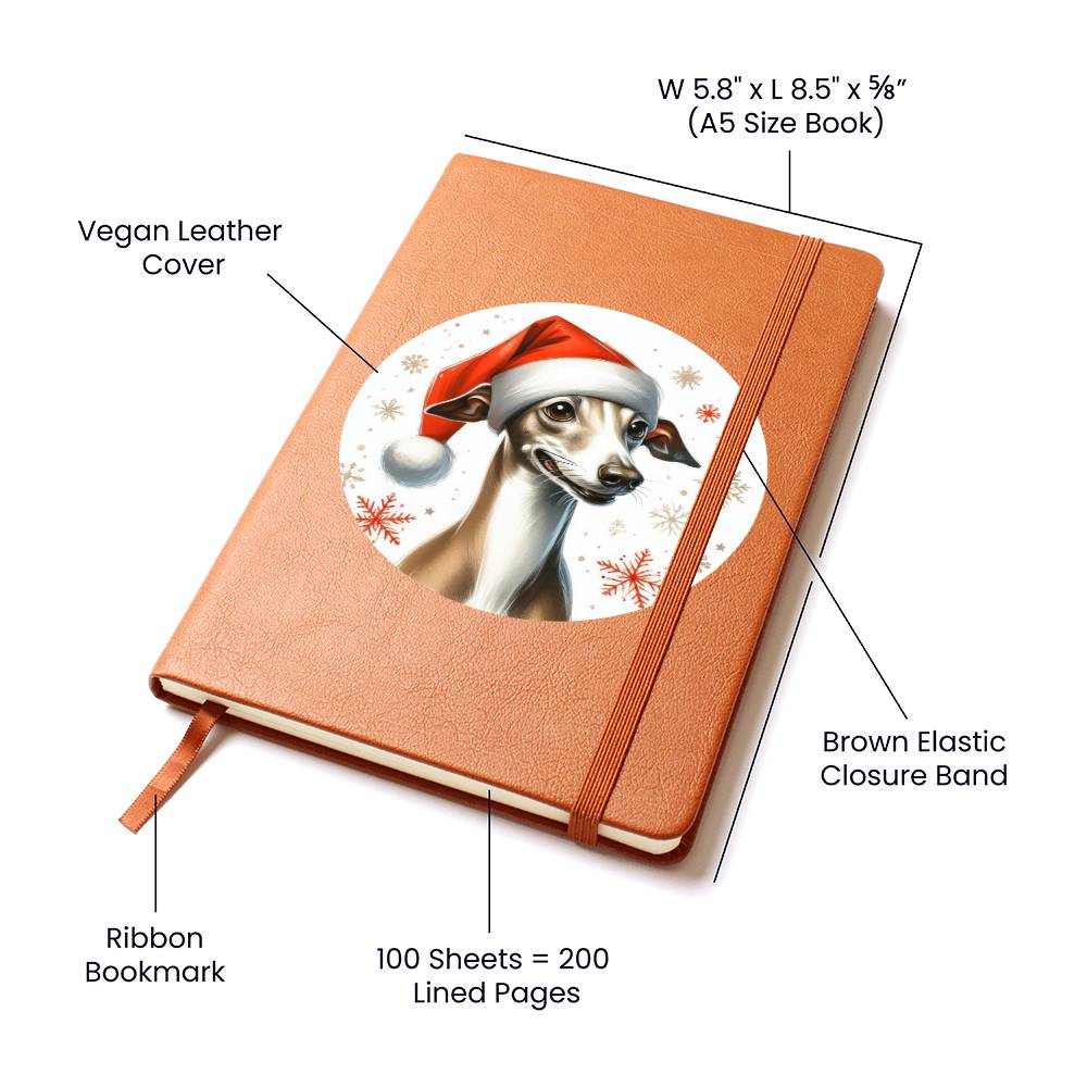 Christmas Dog - Italian Greyhound - Vegan Leather Journal