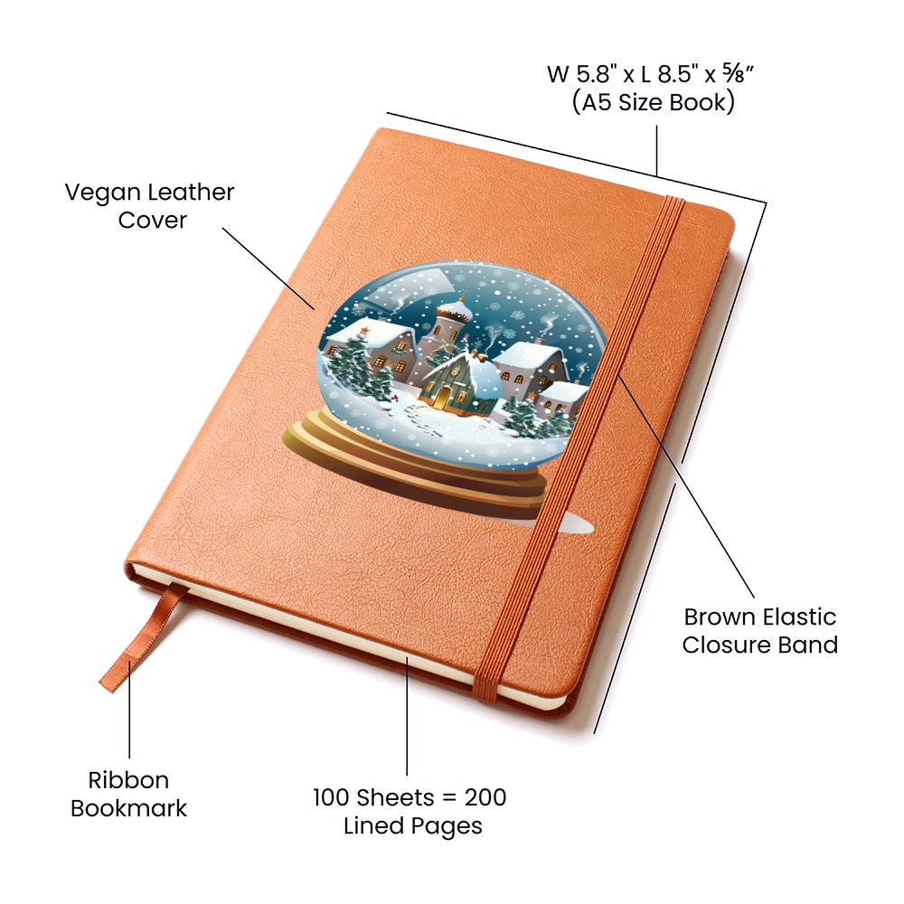 Watercolor Christmas Snow Globe 037 - Vegan Leather Journal