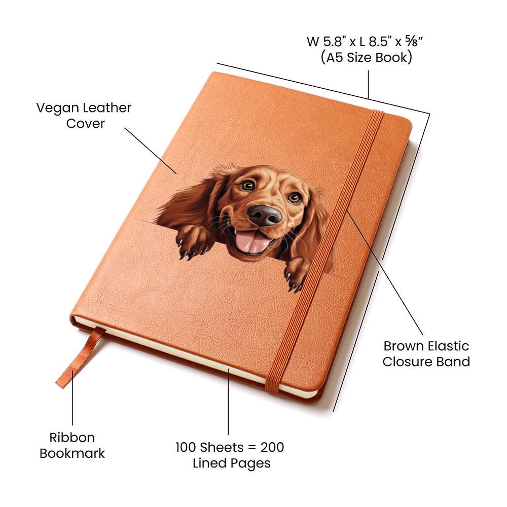 Irish Setter Peeking - Vegan Leather Journal