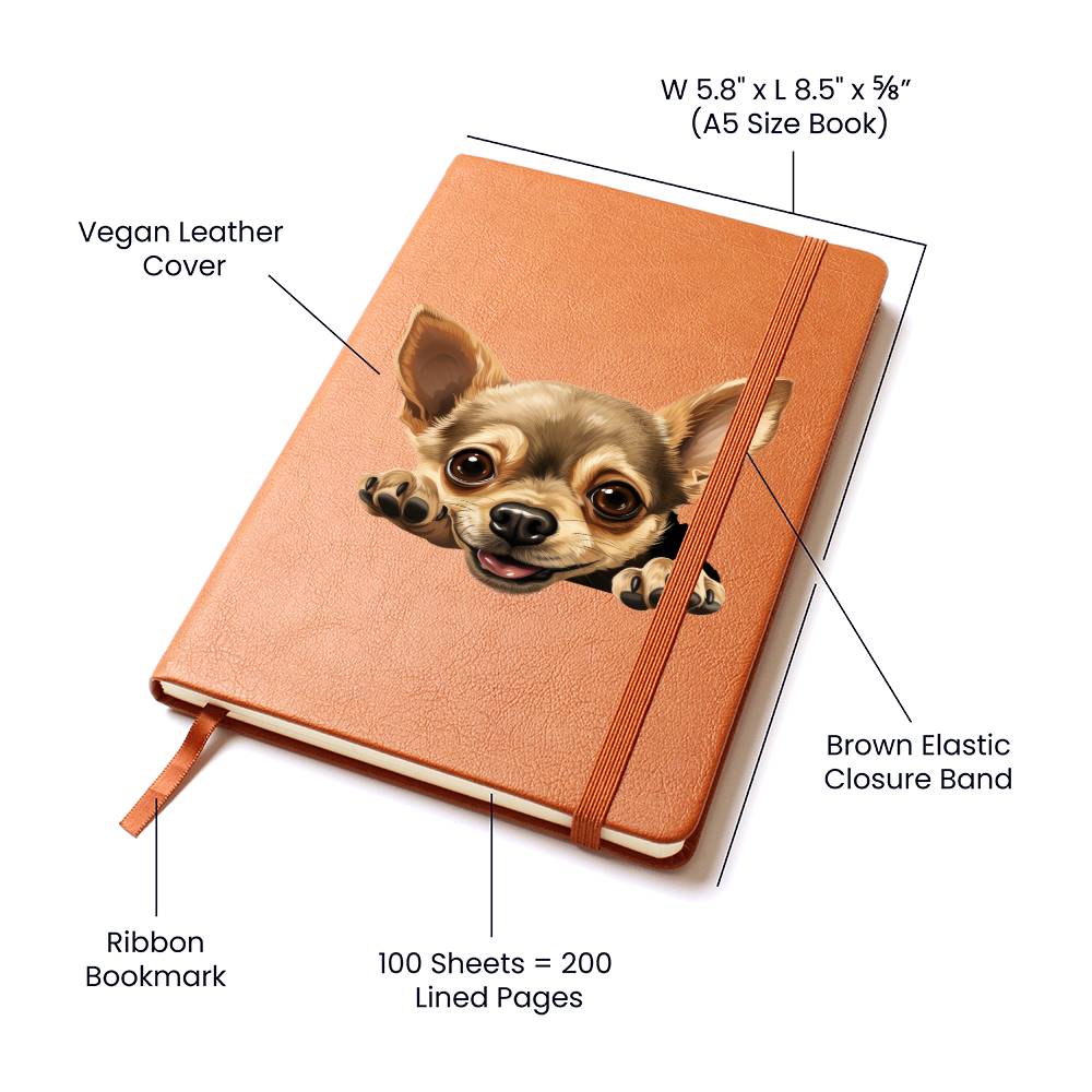 Chihuahua Peeking - Vegan Leather Journal