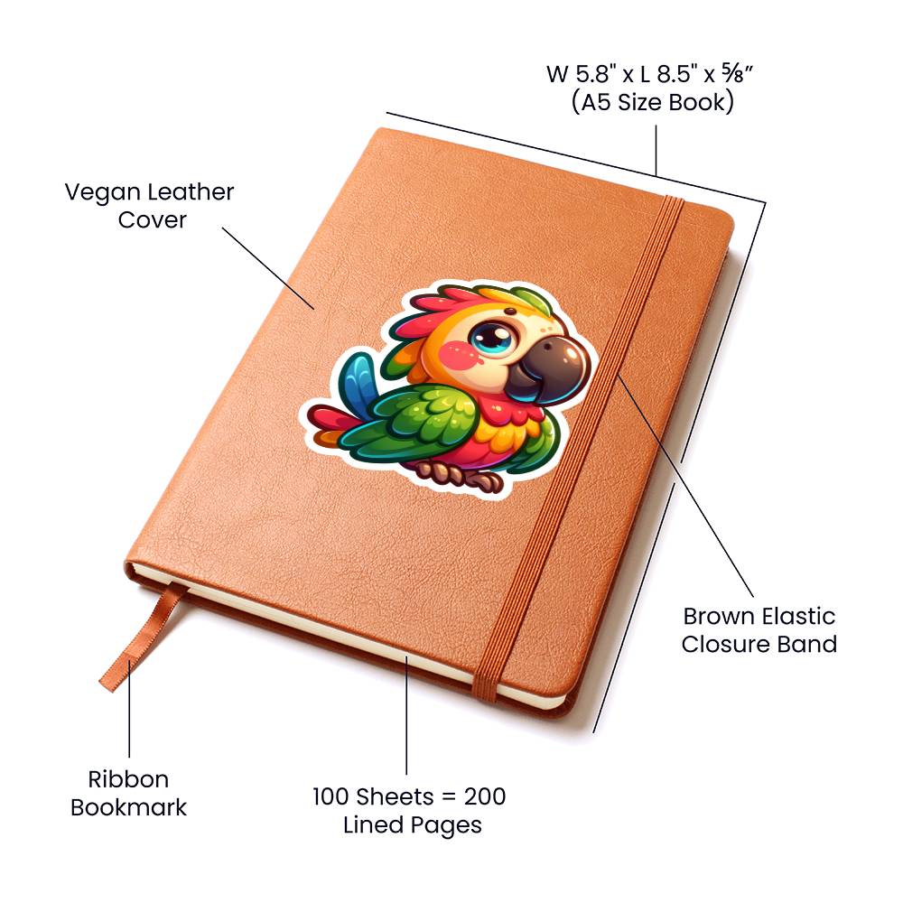 Cute Parrot sticker 109 - Vegan Leather Journal