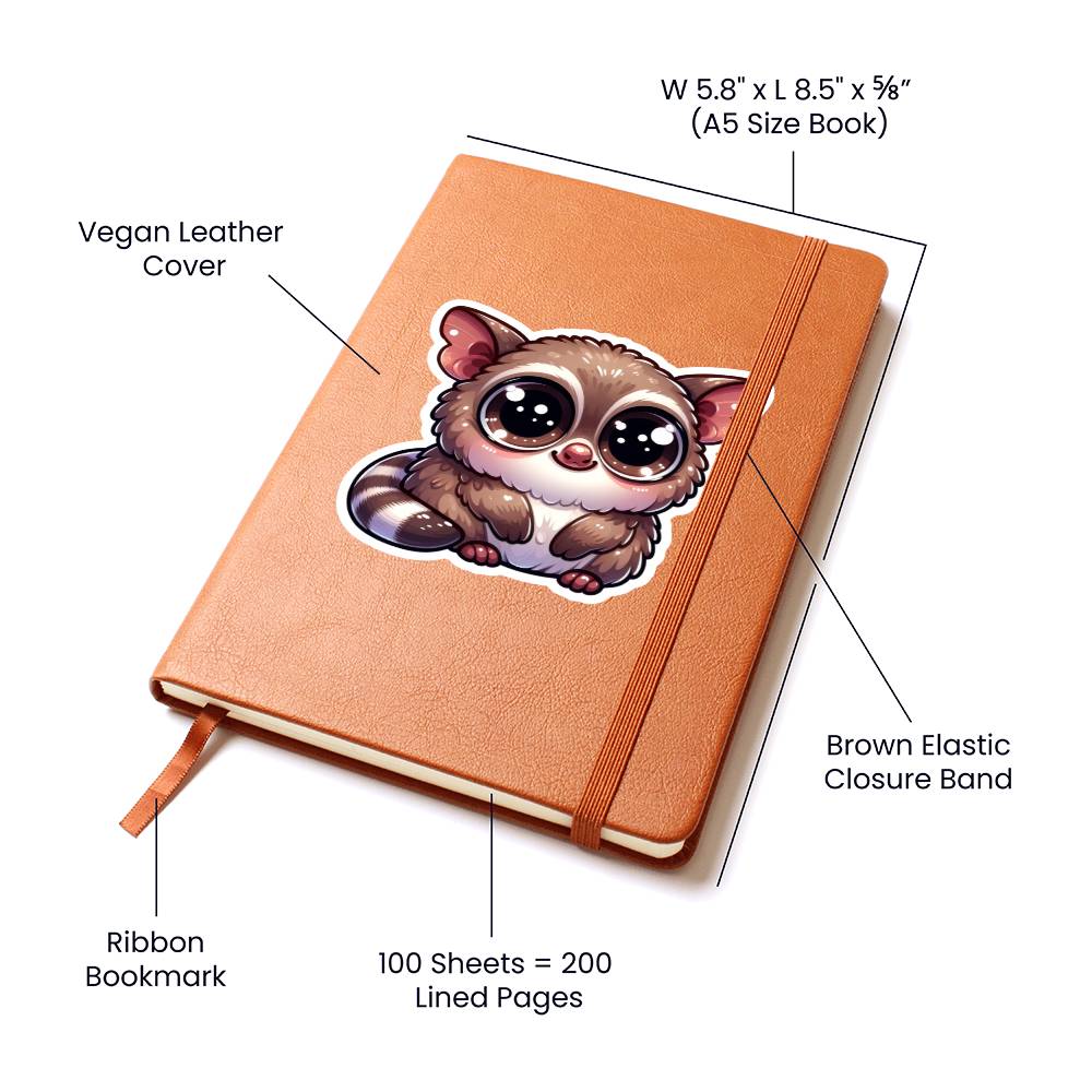 Cute Bushbaby sticker 17 - Vegan Leather Journal