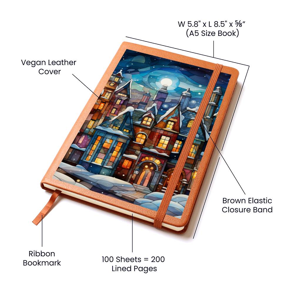 Christmas Stained Glass Design 027 - Vegan Leather Journal
