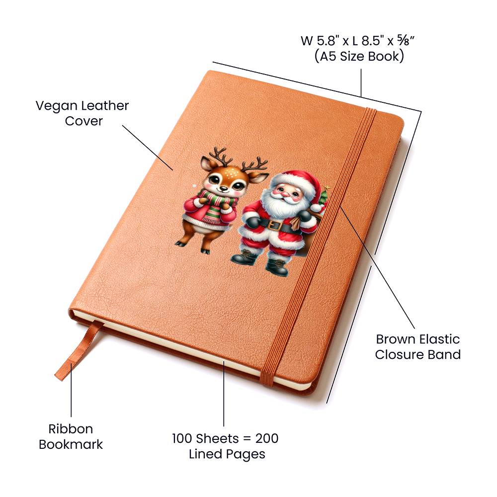 Cute Christmas Reindeer 014 - Vegan Leather Journal