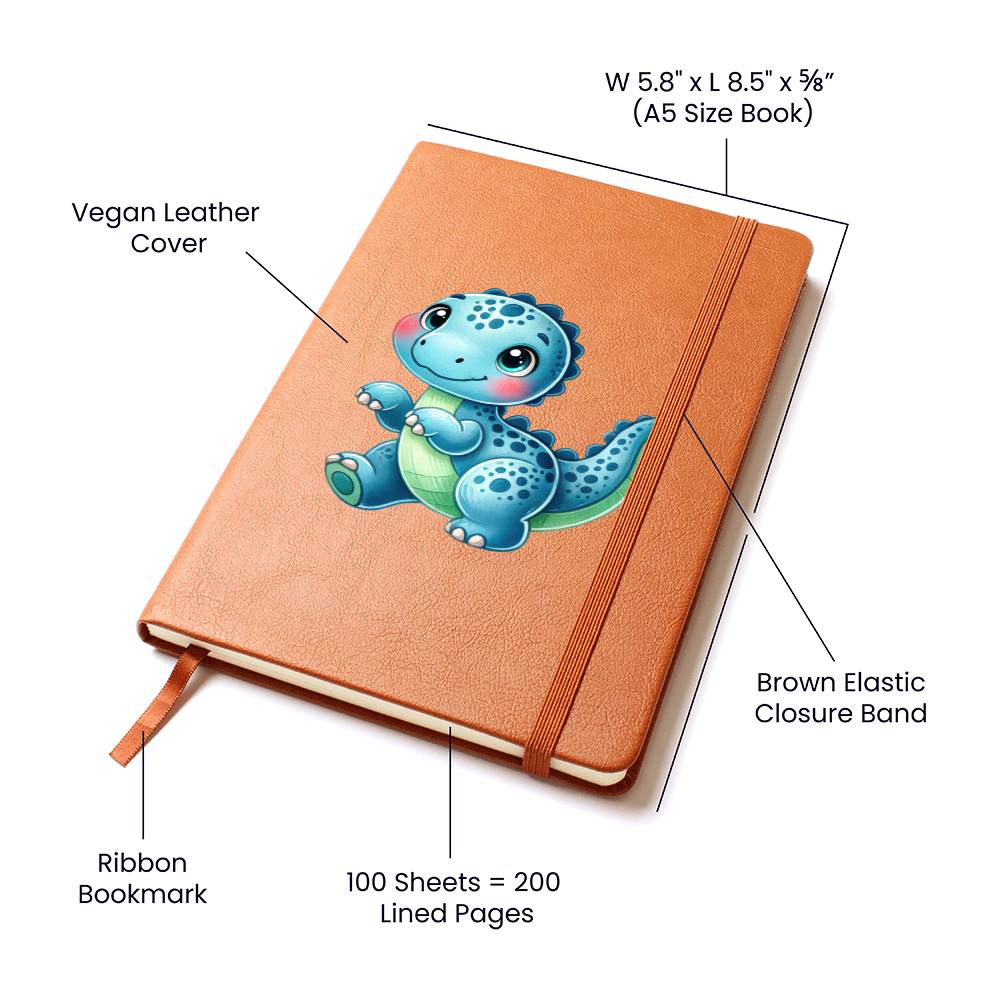 Colorful Baby Dinosaur 067 - Vegan Leather Journal