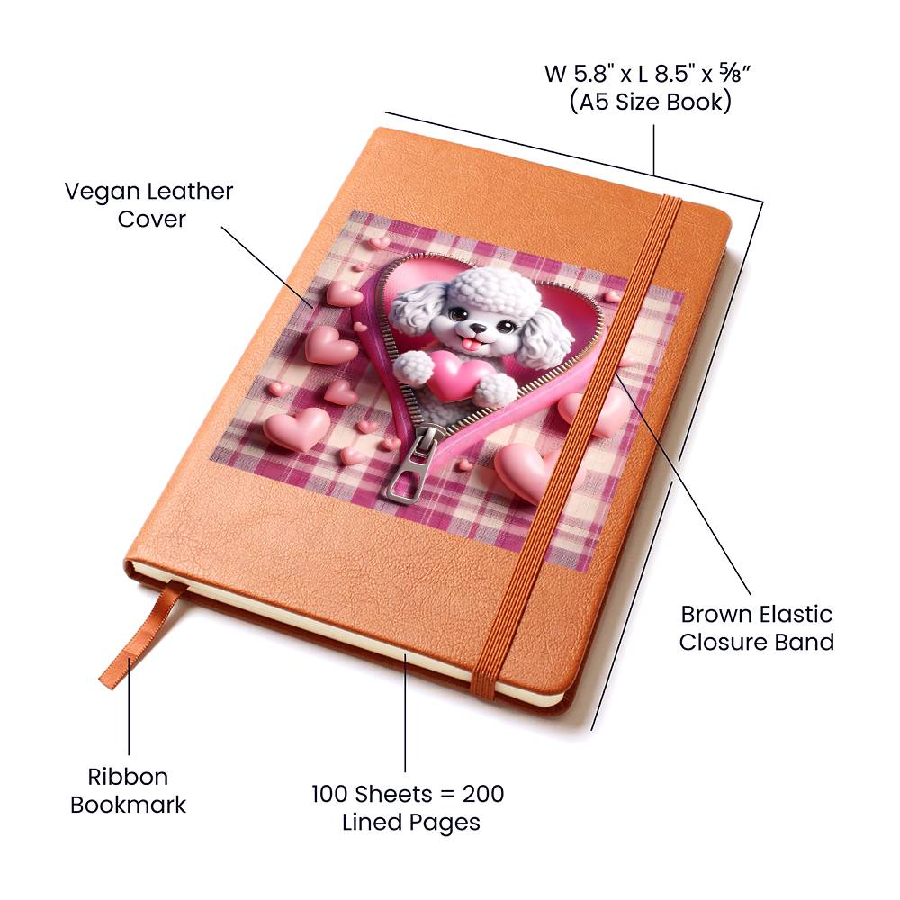 Valentine's Day Dog And Zipper 033 - Vegan Leather Journal