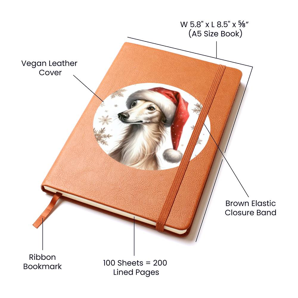 Christmas Dog - Greyhound - Vegan Leather Journal