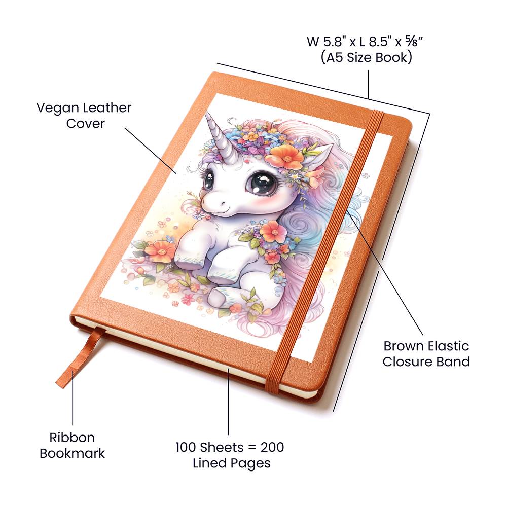 Cute Unicorn 092 - Vegan Leather Journal