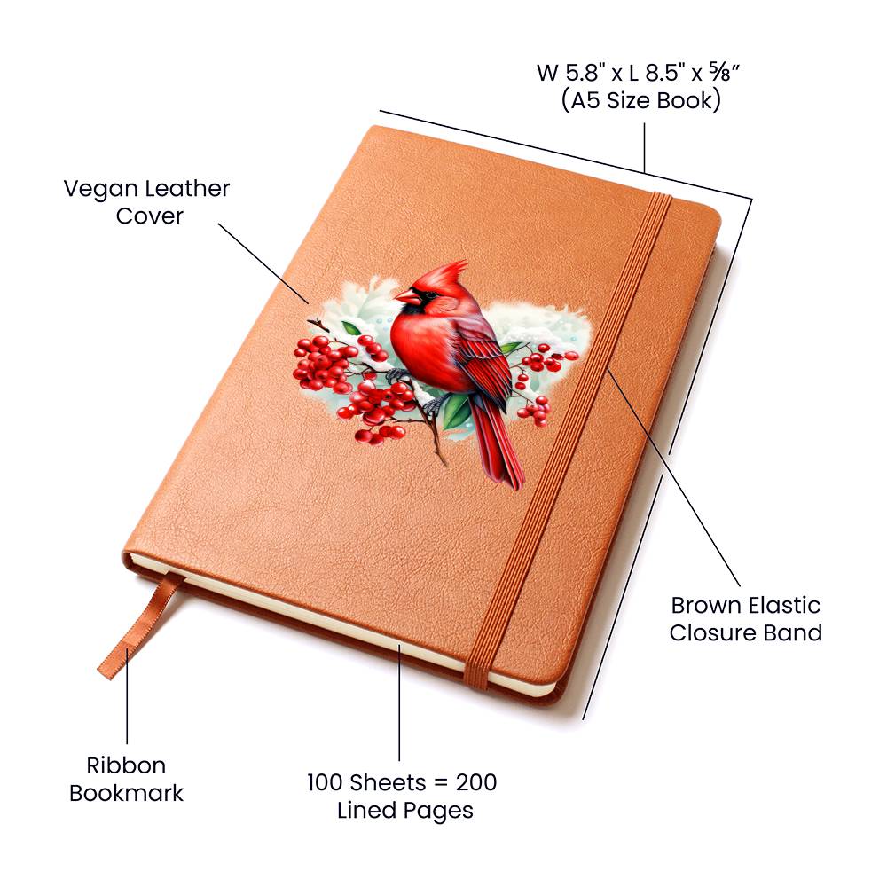 Christmas Cardinal 008 - Vegan Leather Journal