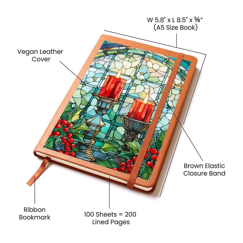 Christmas Stained Glass Design 016 - Vegan Leather Journal