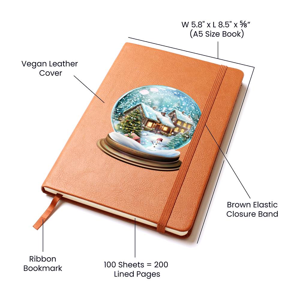 Watercolor Christmas Snow Globe 009 - Vegan Leather Journal