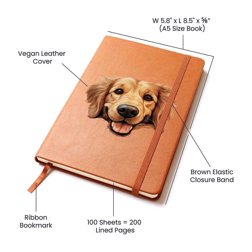 Golden Retriever Peeking - Vegan Leather Journal