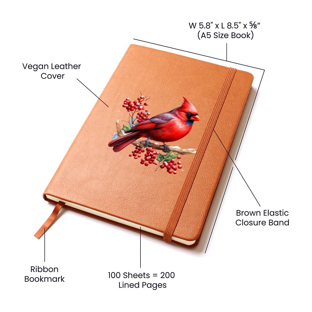 Christmas Cardinal 010 - Vegan Leather Journal